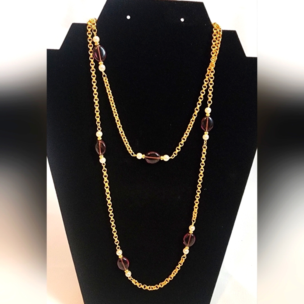 Vintage Gold and Purple Layered Necklace
